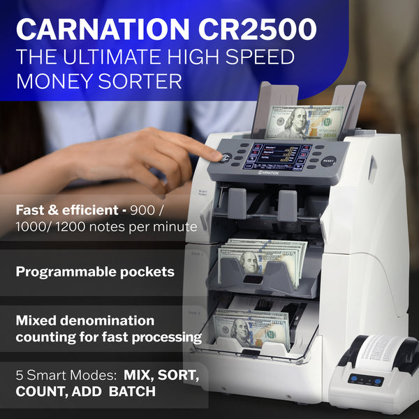Fedpro CR2500 3 Pocket Mixed Denomination Currency Counter
